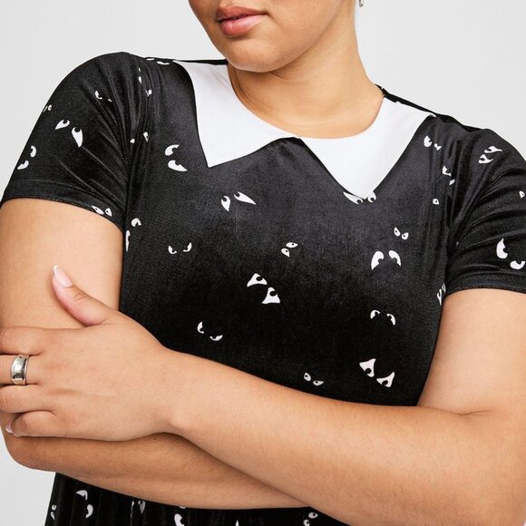 🎃NWT VINTAGE TORRID HAUNTED MANSION VELVET COLLAR DRESS - DISNEY HALLOWEEN - Picture 9 of 15